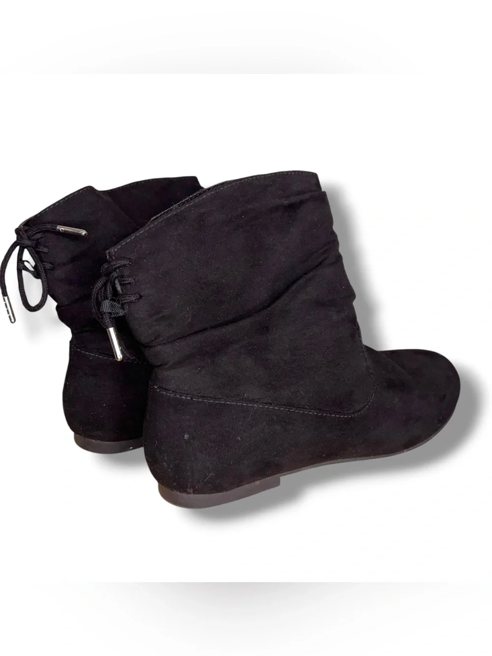 Size 7 Black Faux Suede Booties Vegan Goth Boho Time And Tru Womens